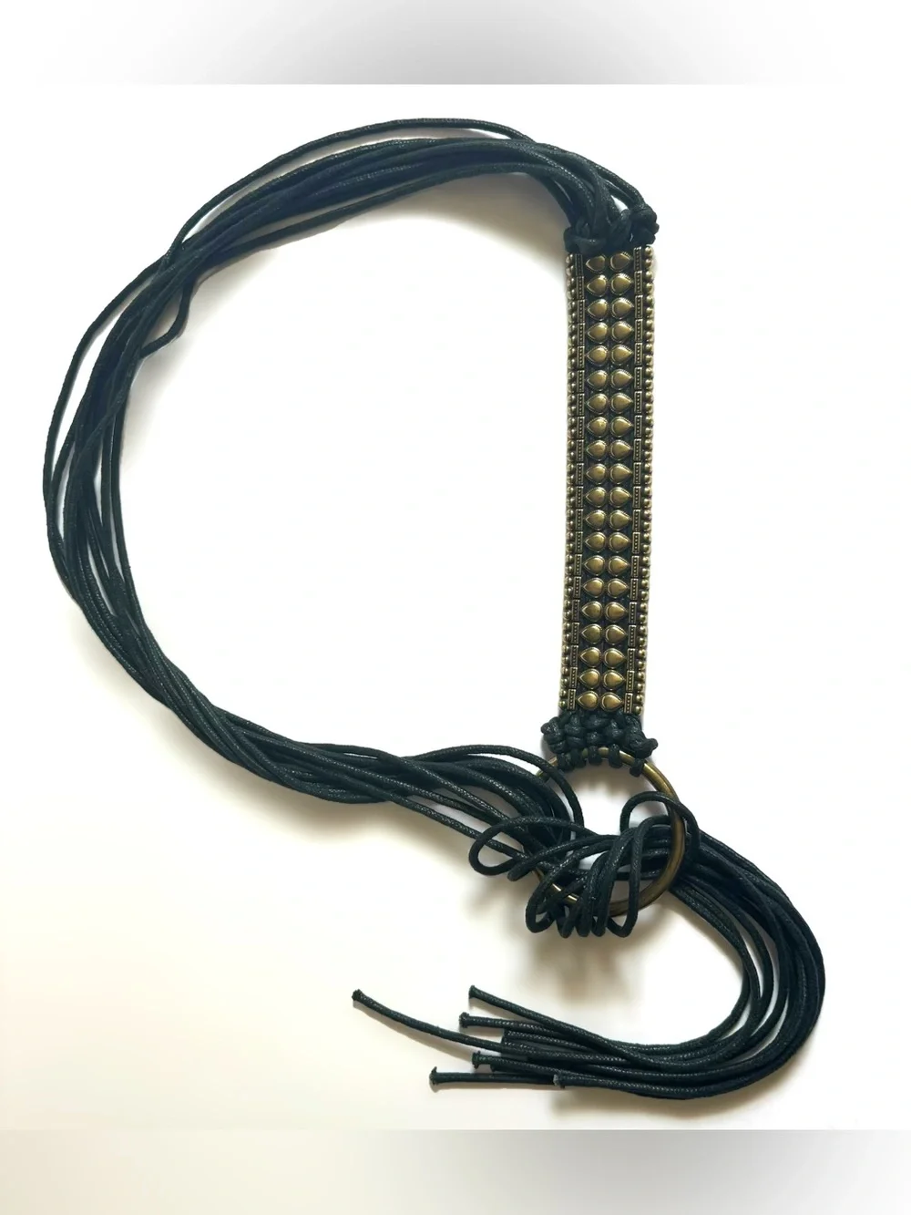 Free People Black Juniper Wrap Belt Fringe Studded Boho Festival One Size READ